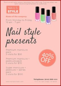 Nail Salon Service Menu Template Free