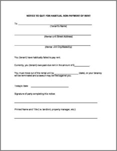 Notice To Quit Form For Landlords