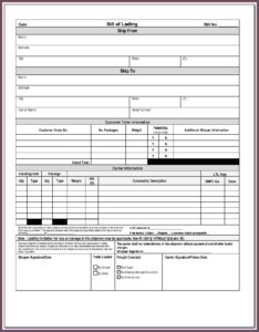 Ocean Bill Of Lading Form Pdf