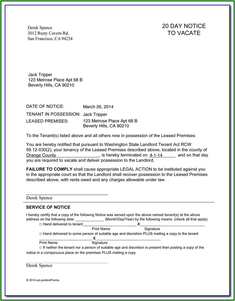 Ohio Landlord 30 Day Notice To Vacate Form
