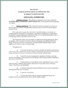 Organization Bylaws Template