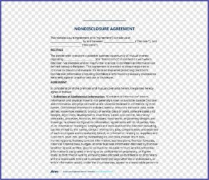 Patent Non Disclosure Agreement Template