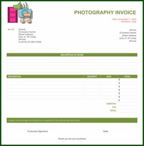 Photographer Invoice Template Word