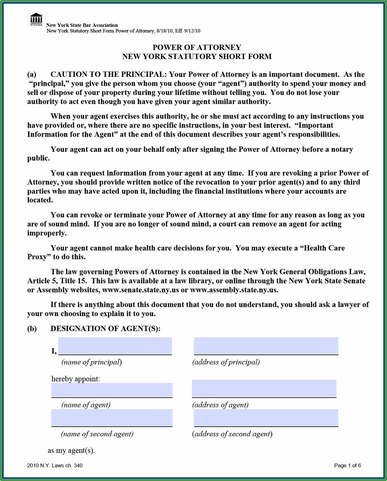 Printable Blank General Power Of Attorney Form Pdf