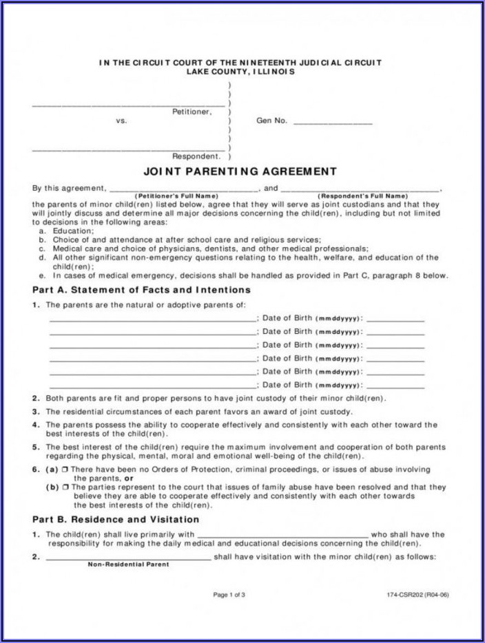 Printable Child Custody Agreement