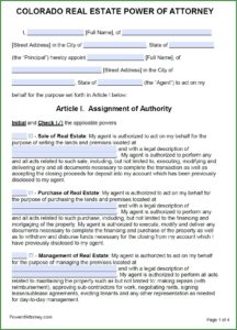 Printable General Power Of Attorney Form Colorado