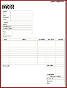 Printable Invoice Template Free Download