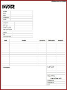 Printable Invoice Templates Free