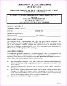 Printable Swimming Pool Waiver Template