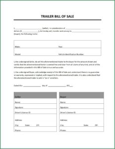 Printable Vehicle Bill Of Sale Template Fillable Pdf
