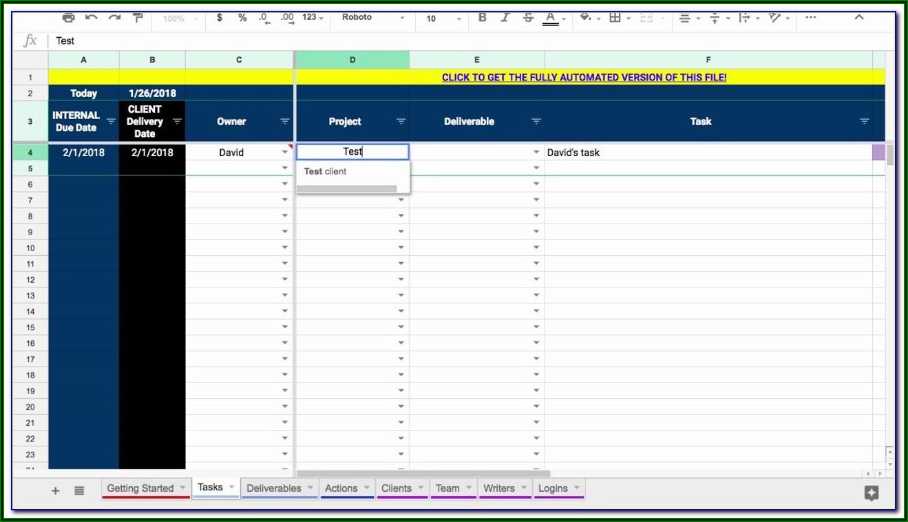 Project Management Google Sheets Template Free