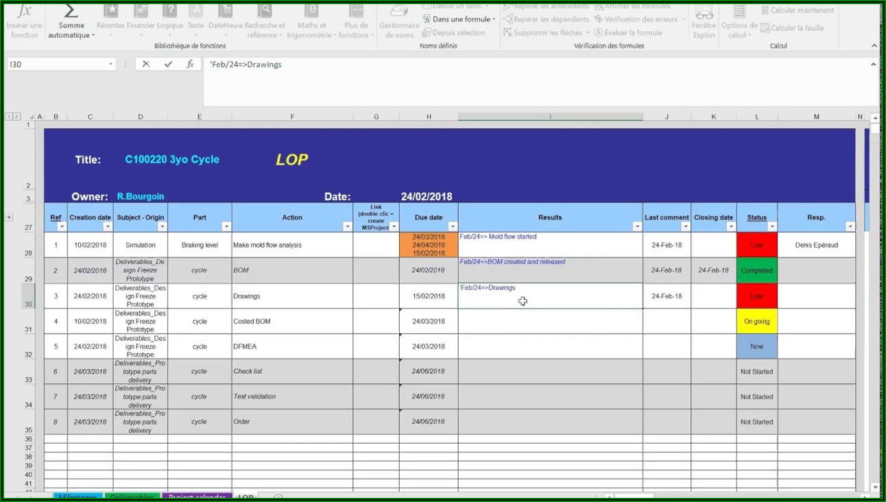 Project Management Spreadsheet Template