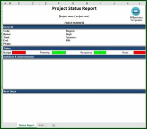 Project Status Report Template Excel