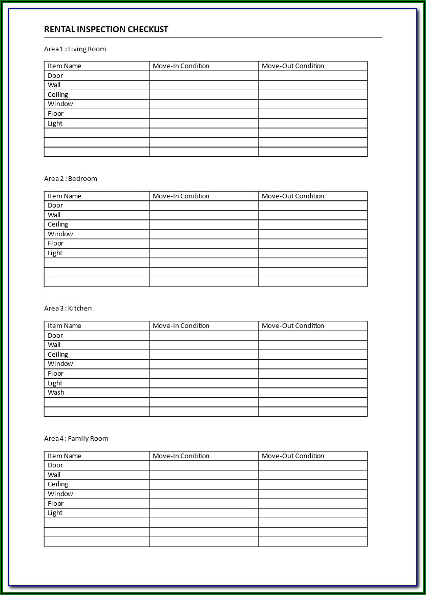 Property Inspection Checklist Template Uk