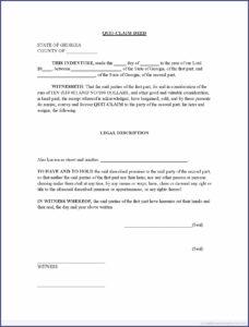 Real Estate Quit Claim Deed Form