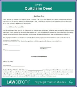 Real Estate Quit Claim Deed Form Pdf