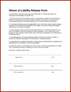 Release Of Liability Waiver Template