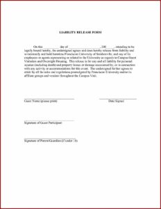 Release Of Liability Waiver Template Uk