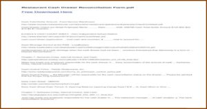 Restaurant Cash Drawer Reconciliation Form