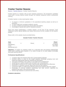 Resume Example For Teachers Job