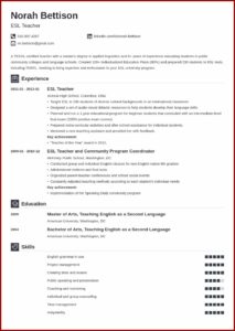 Resume Example For Teaching Position