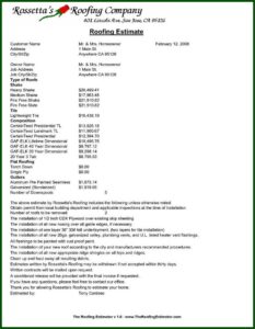Roofing Estimate Template