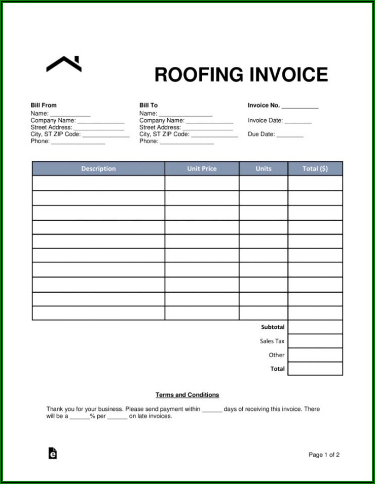 Roofing Estimate Template Word
