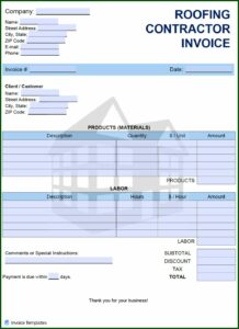 Roofing Invoice Template Excel