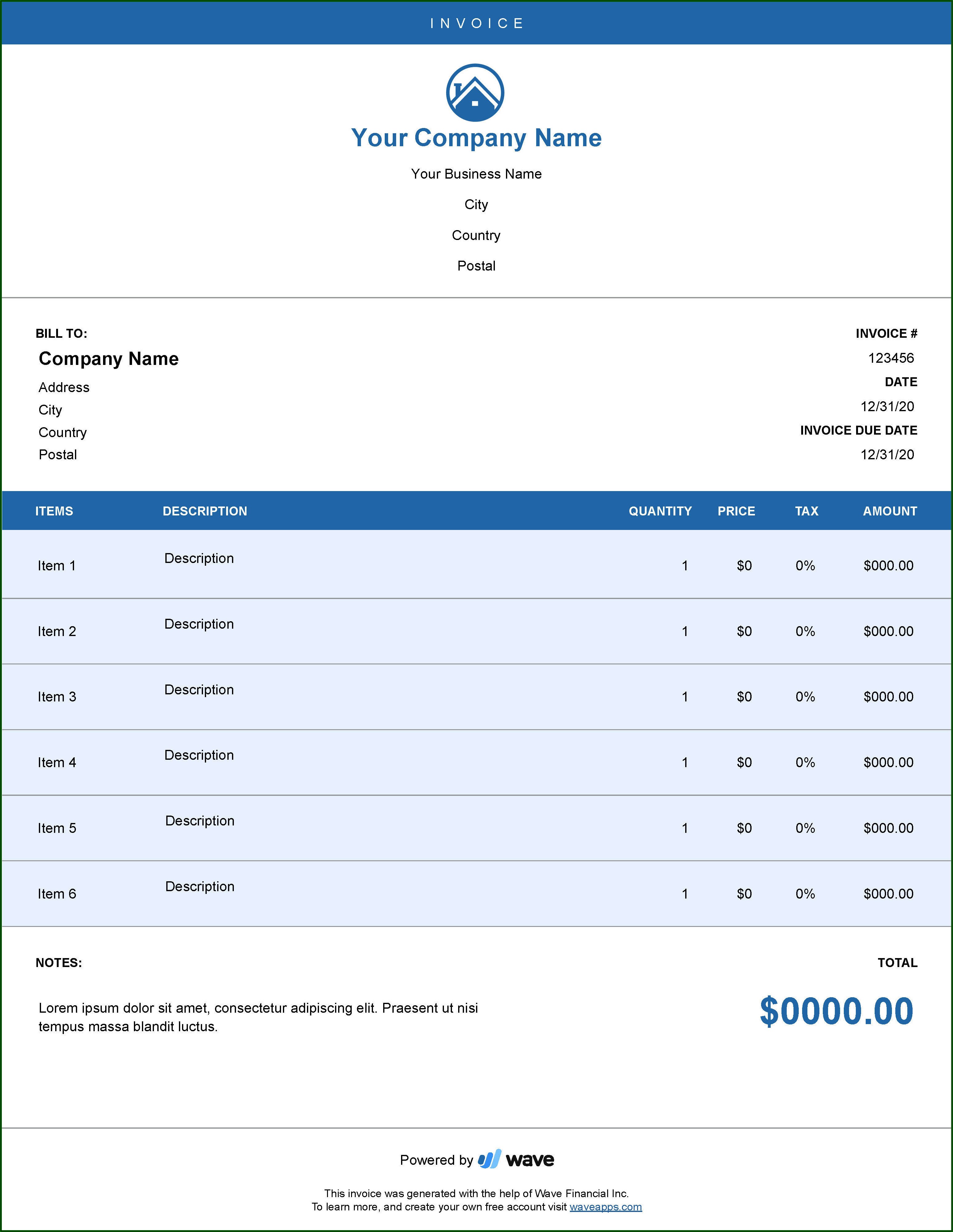 Roofing Invoice Template