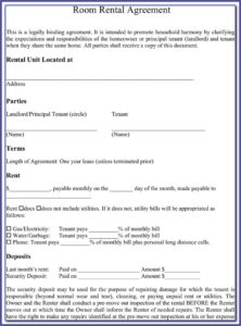 Room Rental Agreement Template Ireland