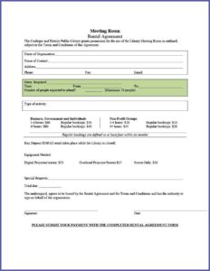 Room Rental Agreement Template Pdf