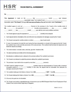 Room Rental Agreement Template Singapore