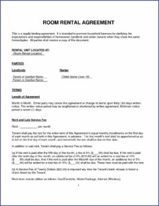 Room Rental Agreement Template Word Doc Uk