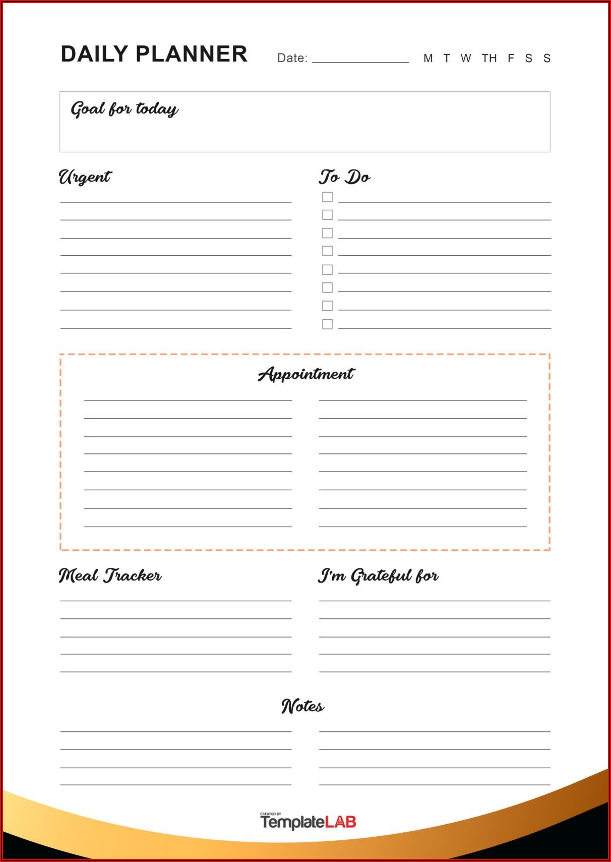 Sales Daily Planner Template