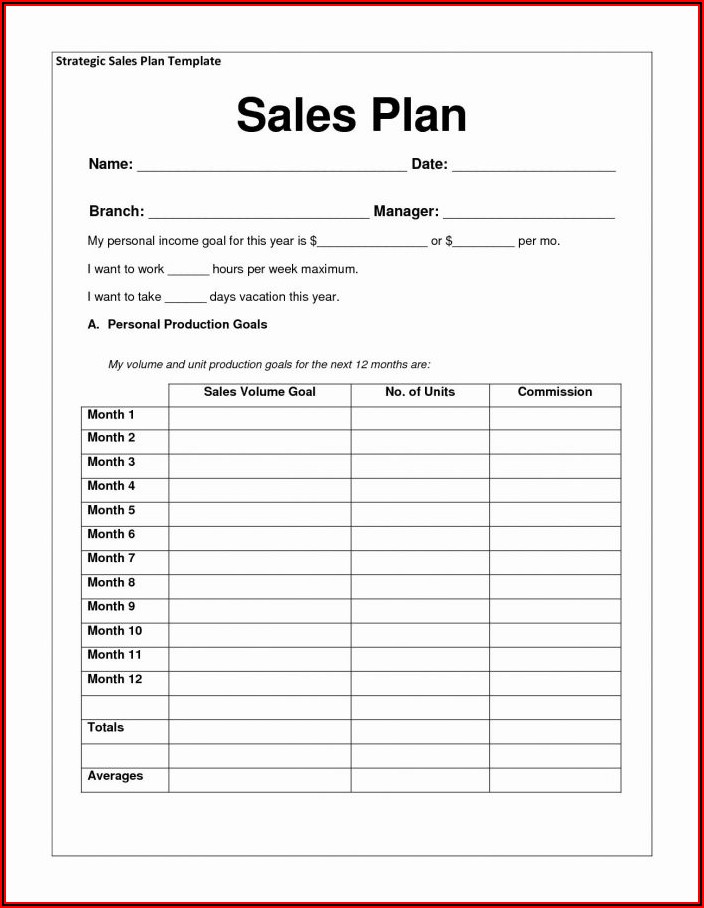 Sales Planner Template Excel