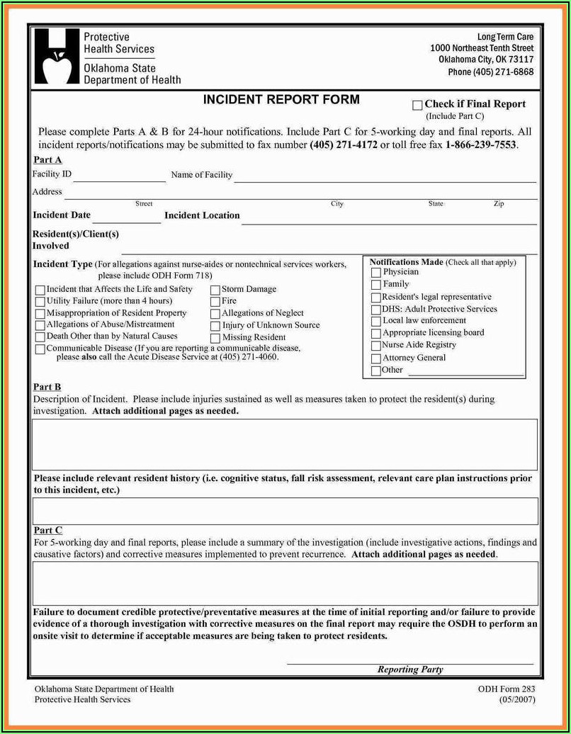 Security Incident Report Form Template Word