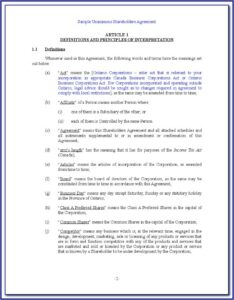 Shareholders Agreement Format