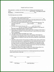 Simple Land Lease Agreement Template Free