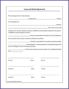 Simple Rental Lease Form