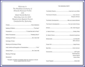 South African Traditional Wedding Program Templates