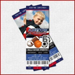 Sports Ticket Birthday Invitation Template Free