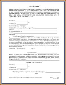 Supplier Lien Waiver Form Free