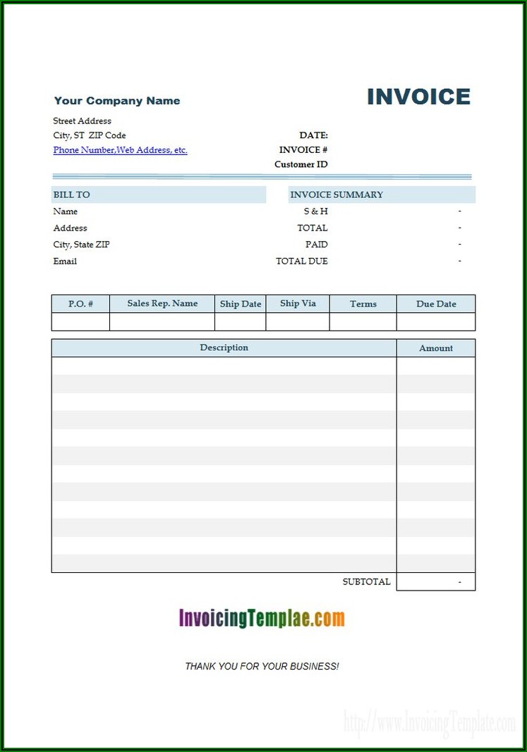 Template For Invoice Microsoft Word