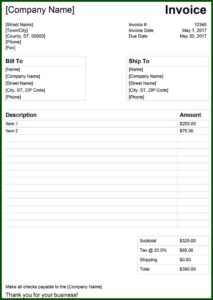 Template For Invoice Word