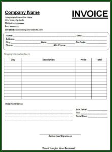 Template Invoice Word Free