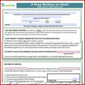 Tenant Eviction Notice Template