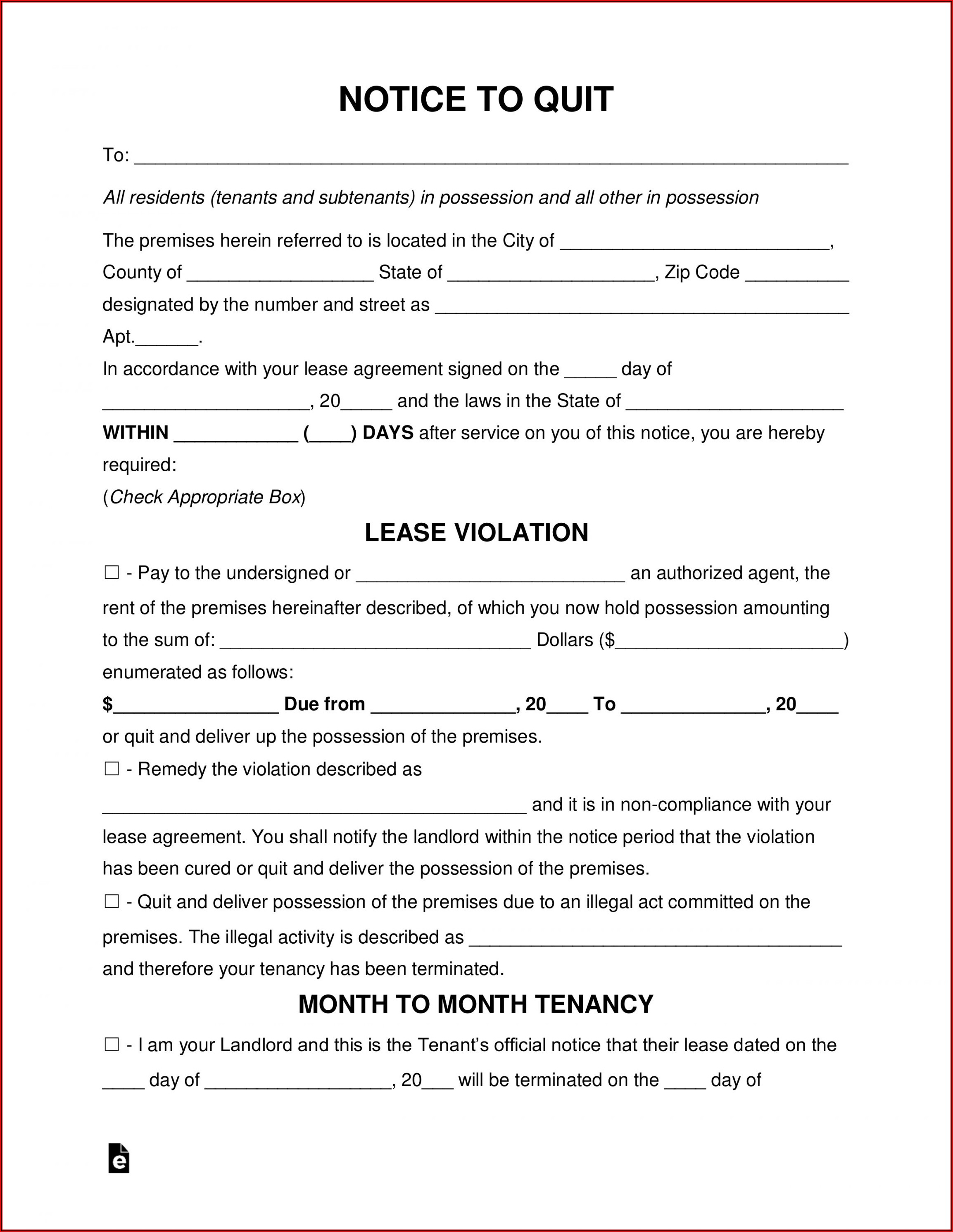 Tenant Eviction Notice Template Free
