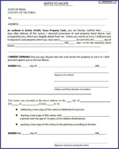 Texas Eviction Notice Forms