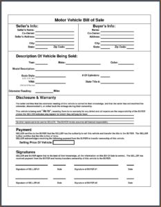 Texas Vehicle Bill Of Sale Template Pdf