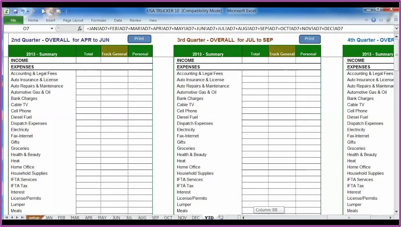 Truck Driver Payroll Template Excel